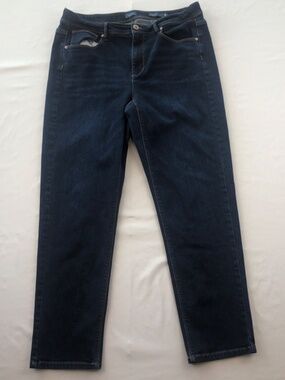 J Jill Denim High Rise Straight Leg Jeans Womens Dark Blue Classic Denim Size 16